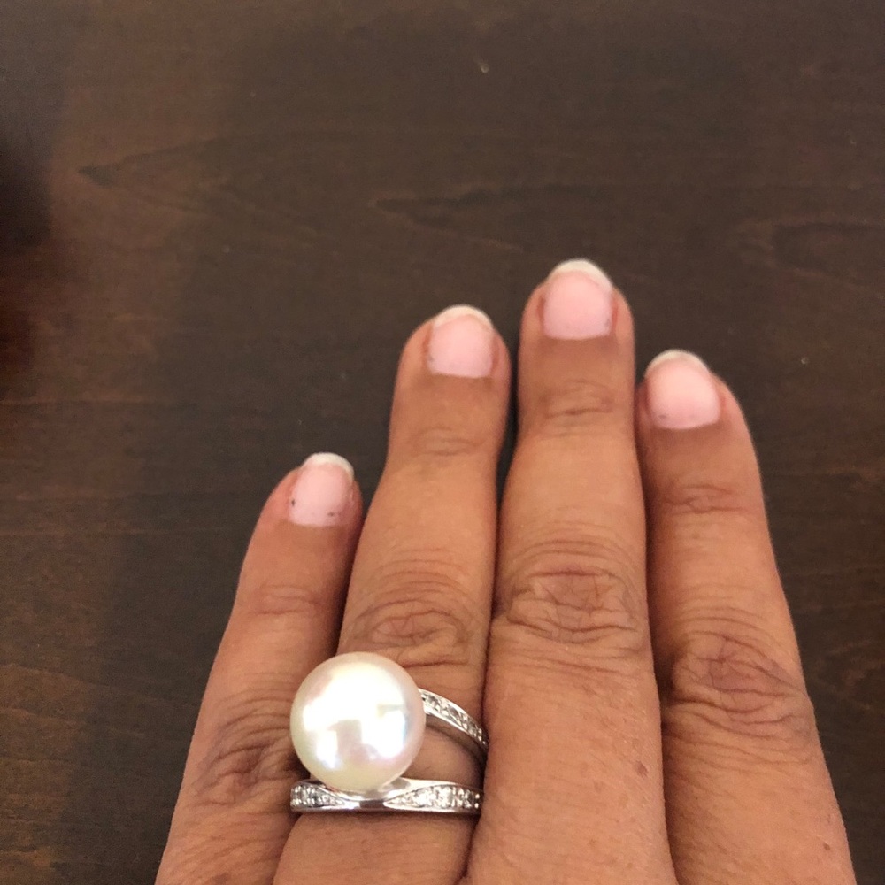 Majorca silver pearl ring